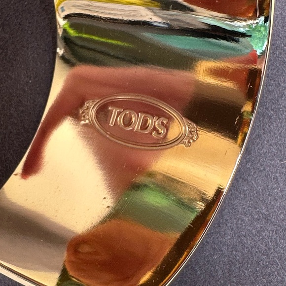 Tod’s Tiger Stripe Pony Hair Cuff Bracelet | Gold Studded Statement Bangle - Picture 2 of 10